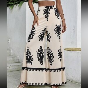 Boho Paisley Print High Waist Wide Leg Palazzo Pants